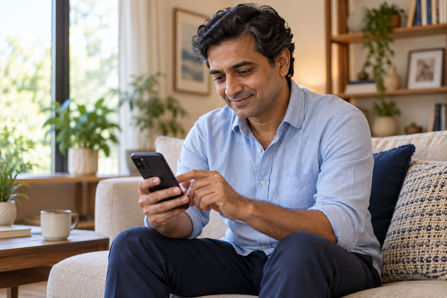 A prospective patient at home sending an enquiry from his phone