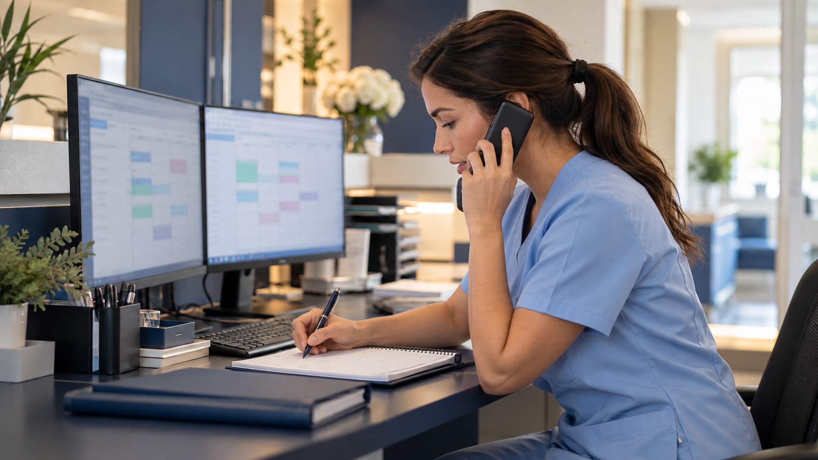 The same coordinator calls the patient and writes down consultation availability